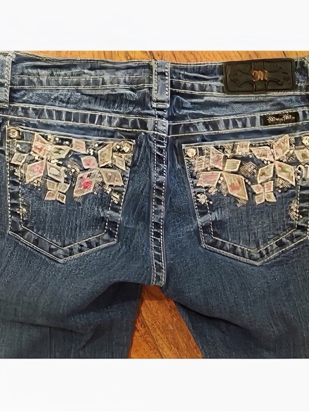Gorgeous Y2K Miss Me Signature Cuffed Skinny Jeans Decorative Pockets 27”Inseam